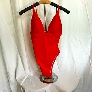 J.Crew Red V-neck one piece NEVER WORN